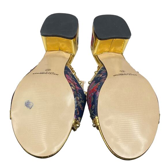 Dolce & Gabbana Women's Baroque Embellished Multicolor Sandals Pumps Size US 8 - Picture 9 of 13